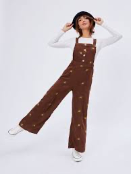 Cider Pants - NWT Cider Corduroy Ditsy Floral Embroidered Wide leg Jumpsuit